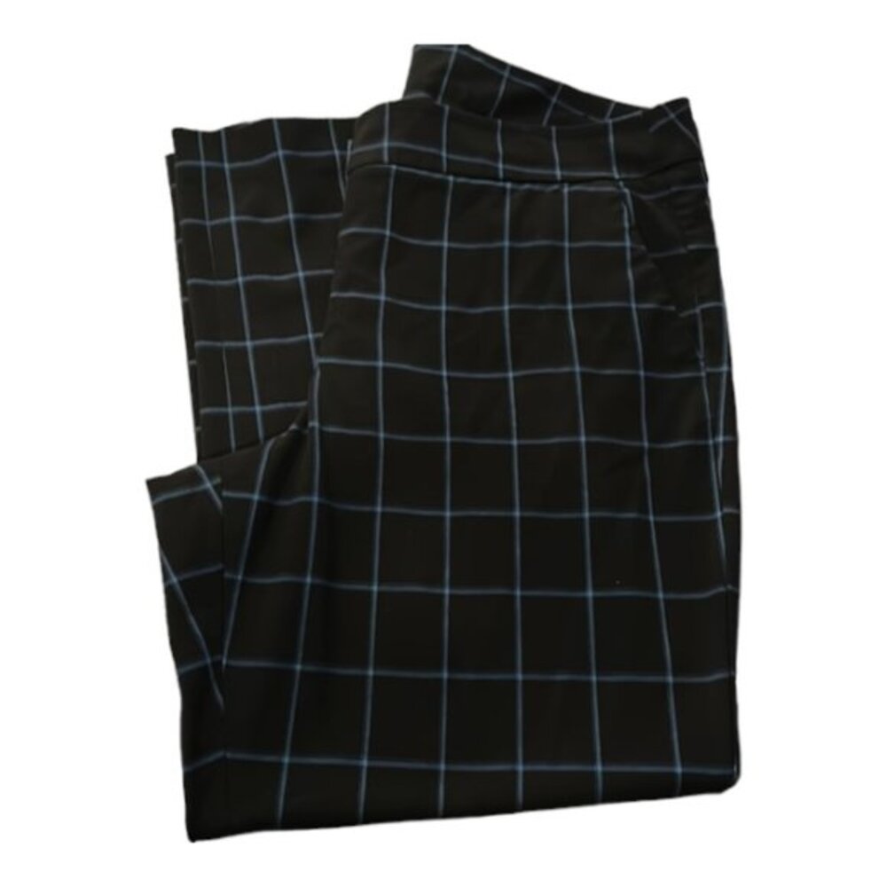 Lane Bryant Black and Blue Checkered Pants